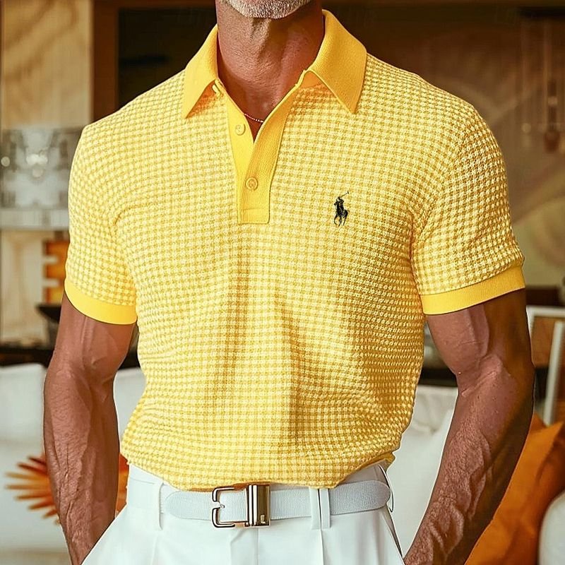 Polo informal con diseño de gofres de RL para hombre (¡60 % de descuento hoy!)