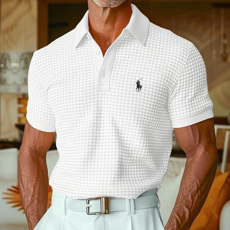 Polo informal con diseño de gofres de RL para hombre (¡60 % de descuento hoy!)